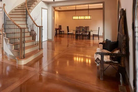 Residential Interior Stained Concrete Floor In Living Room - Orlando FL